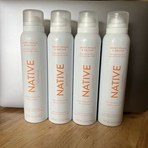 4 Native Sweet Peach & Nectar Spray Deodorants